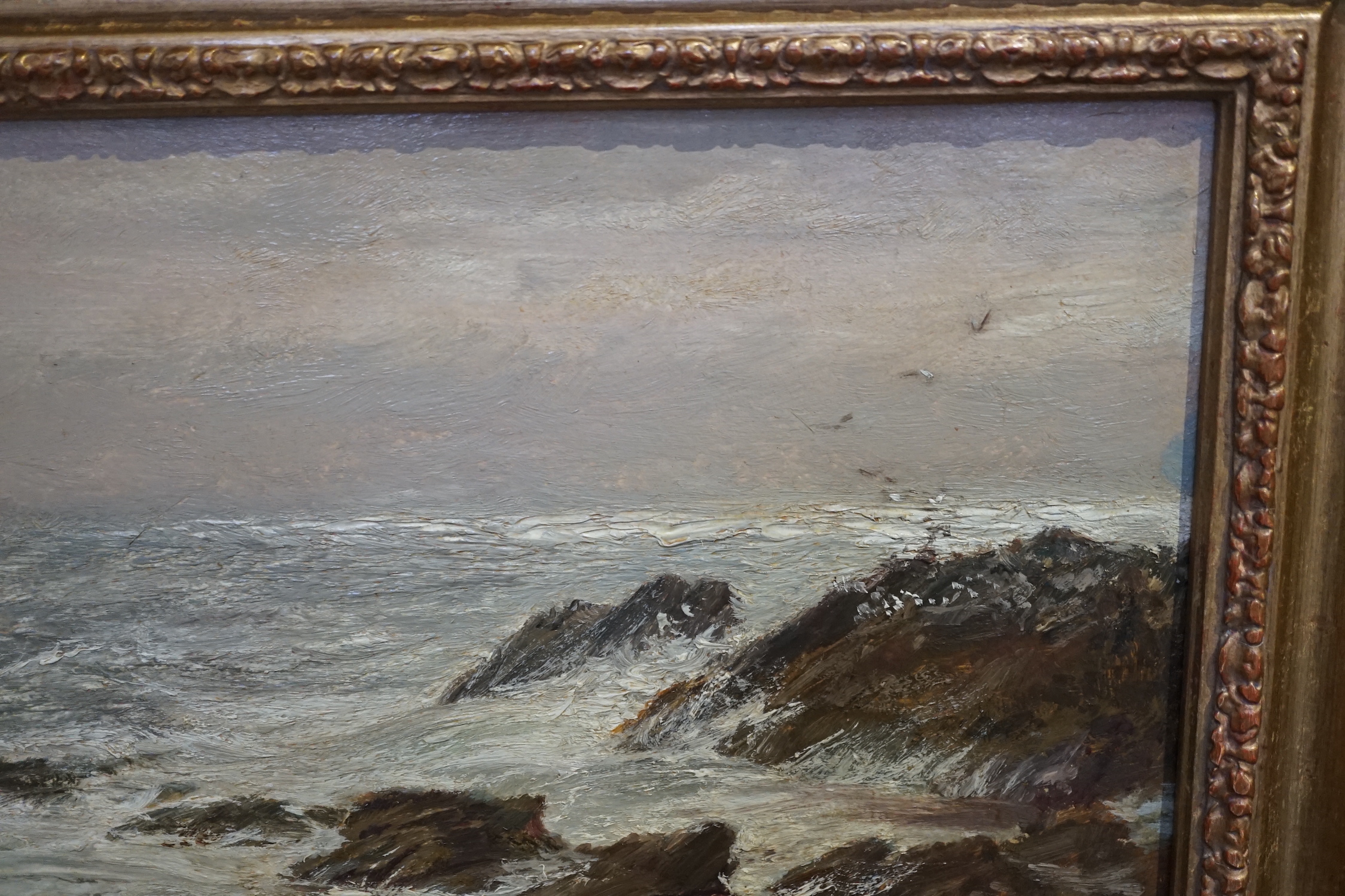 Charles Napier Hemy (British, 1841-1917), 'St Anthony Point, Falmouth', oil on board, 45 x 68cm